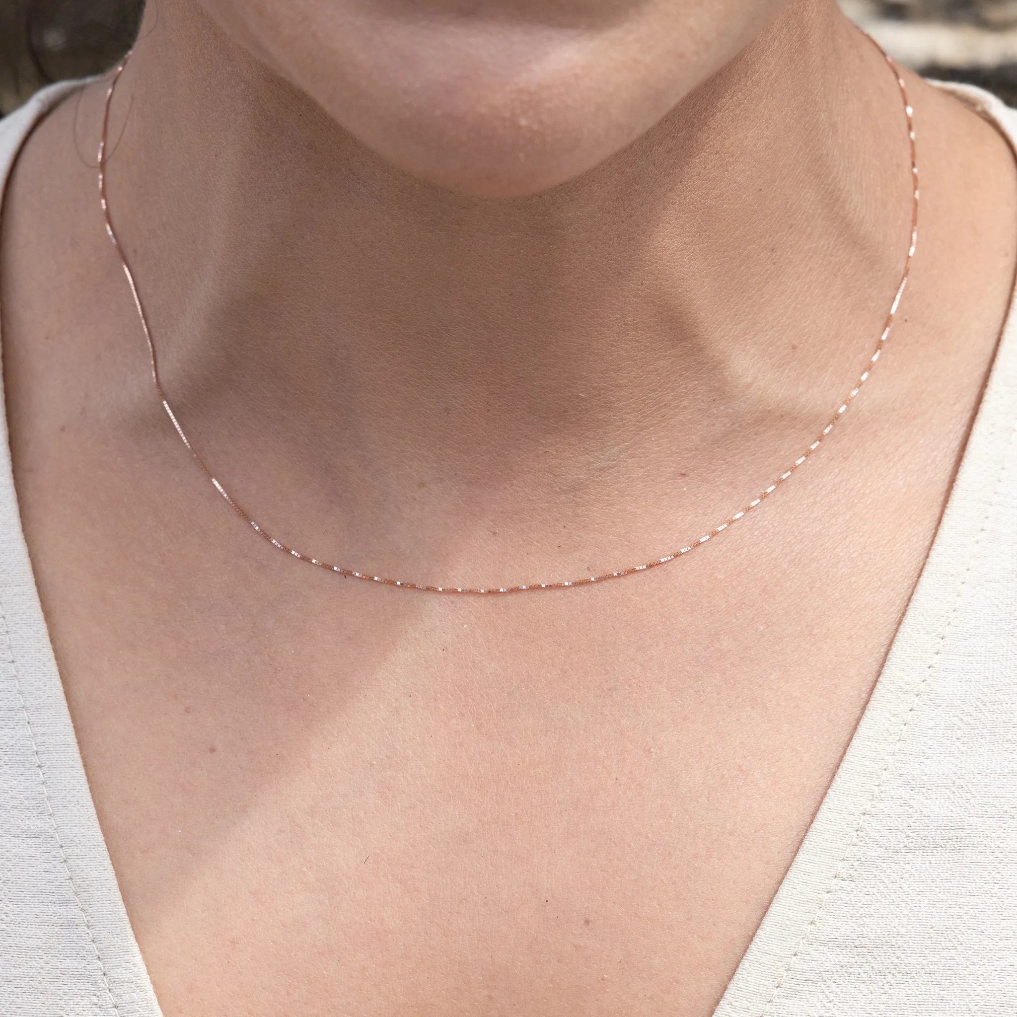 0.45mm Box Chain in 10k Rose Gold
