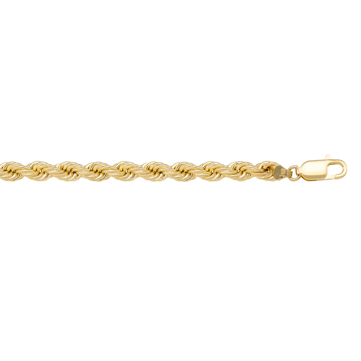 10K Yellow Gold (4mm) Hollow Rope Chain (16in - 24in)