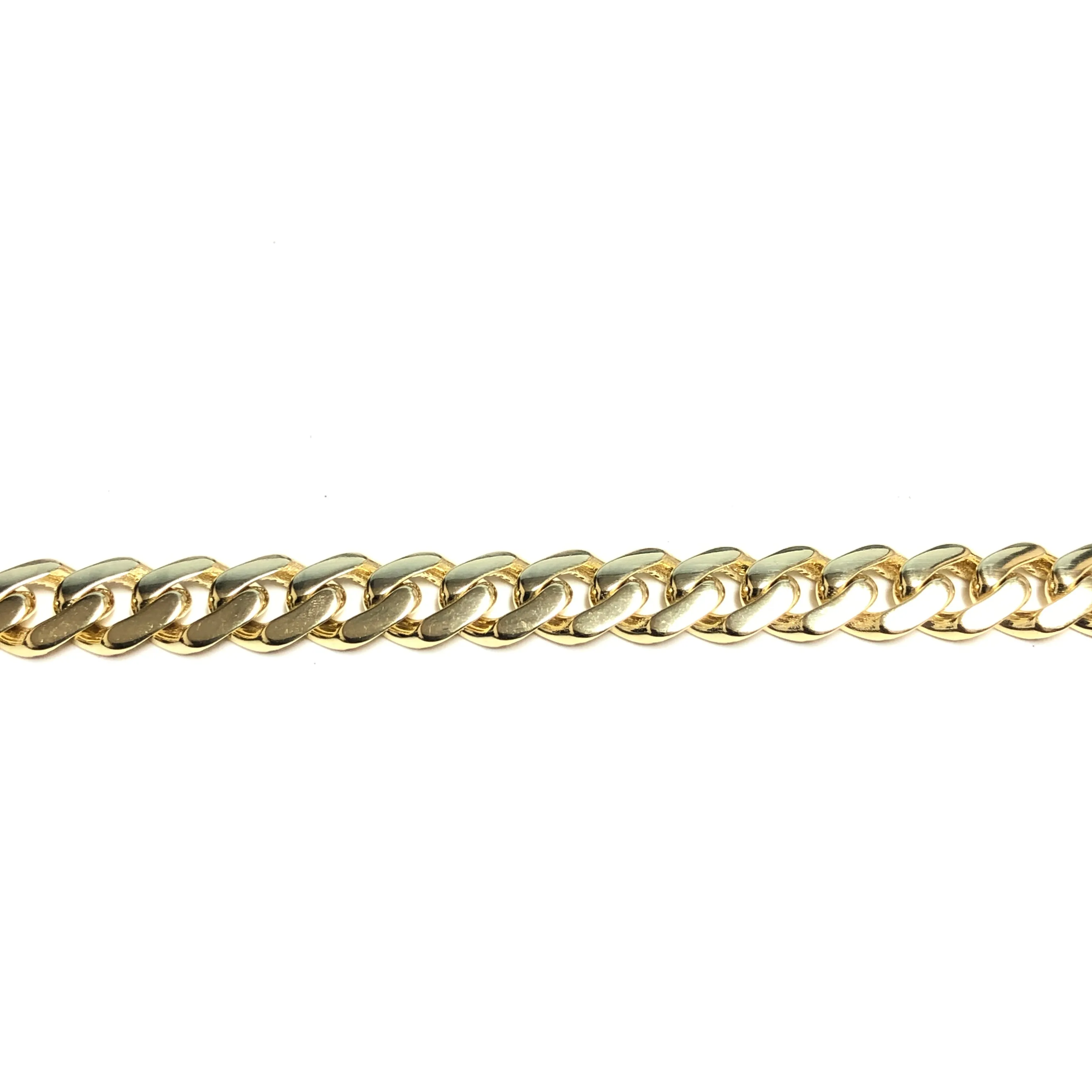 10K Yellow Gold (6.5mm) Monaco Chain Bracelet Pavee Lock 7.5"