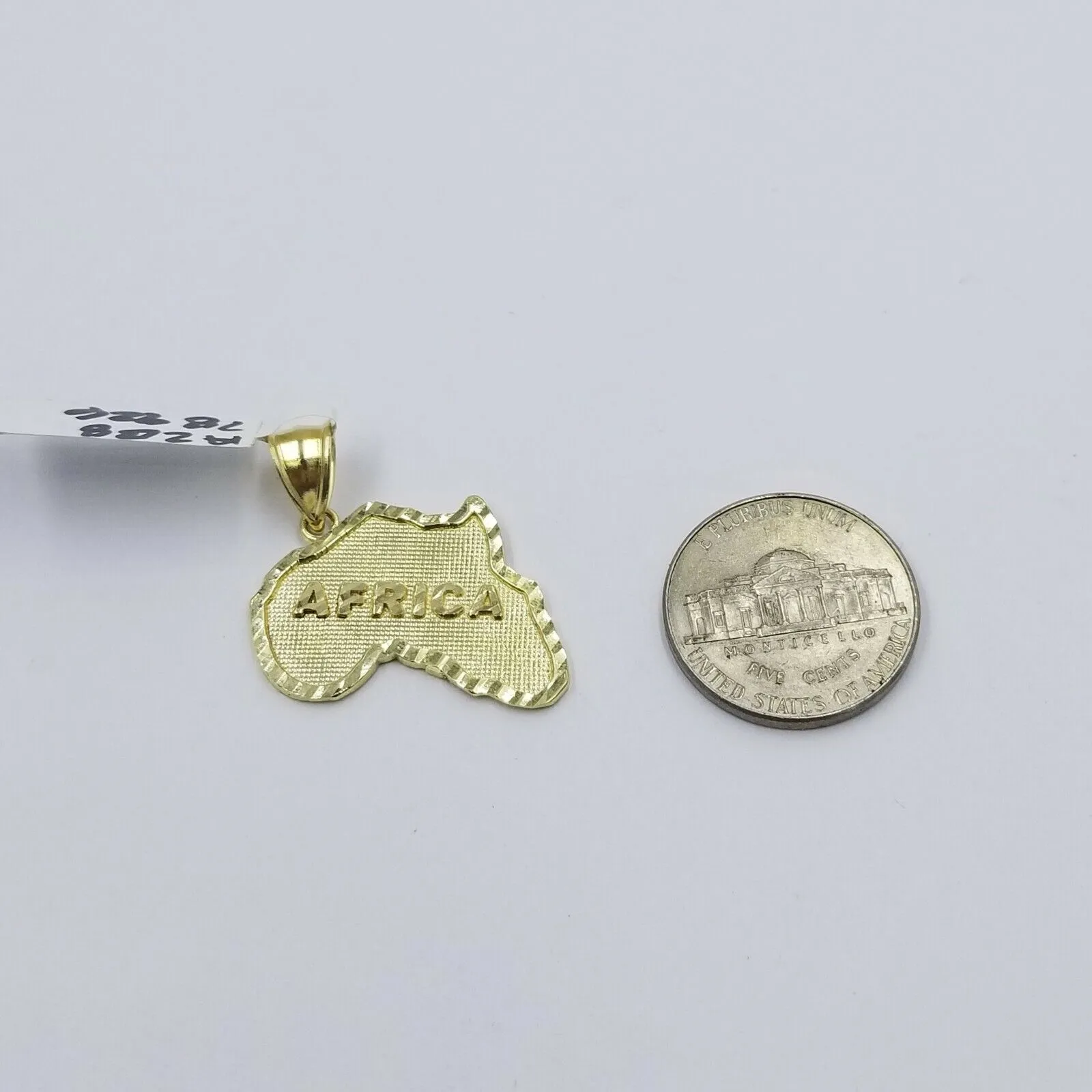 10K Yellow Gold African Map Charm Pendant Diamond Cut 1.25" Unisex