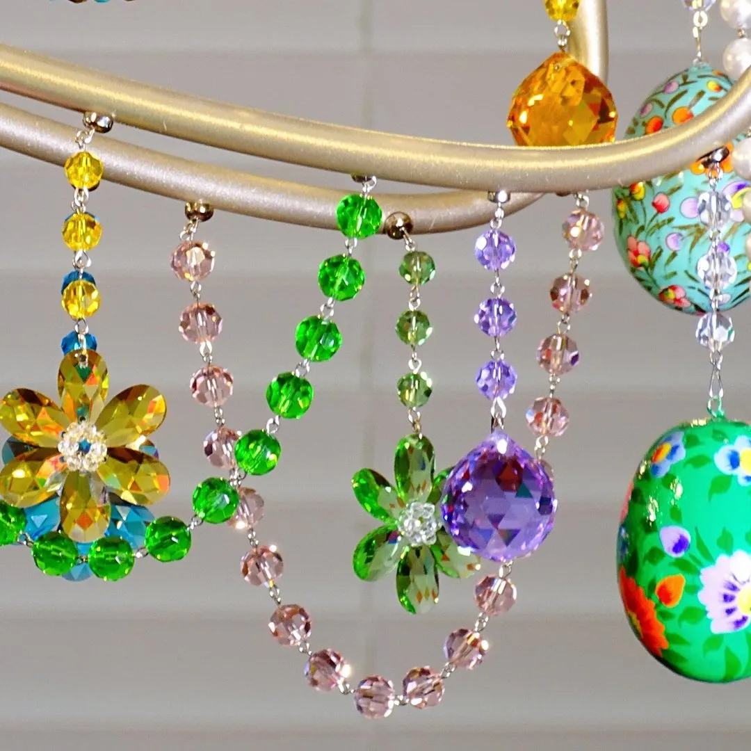 12" GREEN CRYSTAL BEAD MAGNETIC CHANDELIER GARLAND (Set/3)