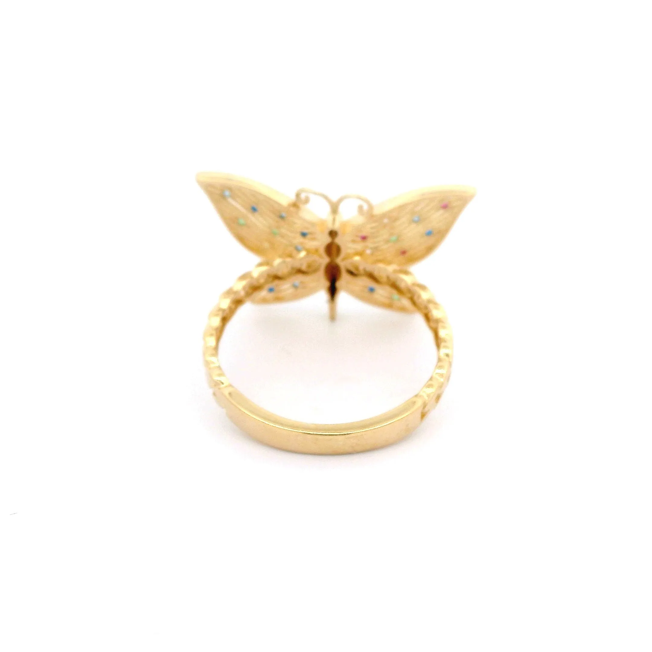 14k CZ Fancy Multicolor Butterfly Ring