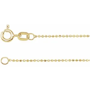 14K Diamond Cut Bead Chain 1mm