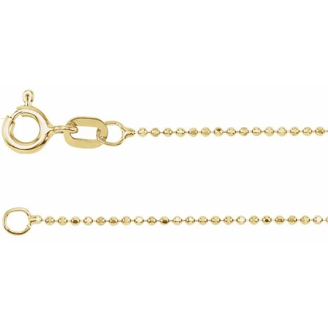 14K Diamond Cut Bead Chain 1mm