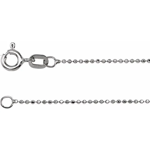 14K Diamond Cut Bead Chain 1mm