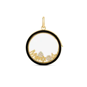 14k Gold   Enamel Glass Charm Locket
