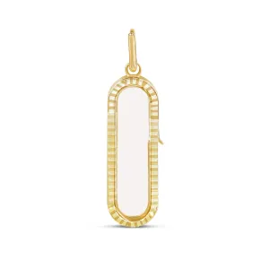 14k Gold Fluted Oval Glass Charm Locket