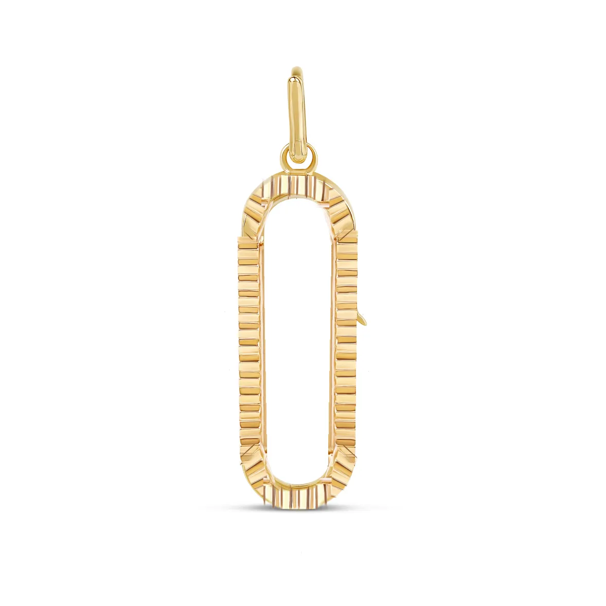 14k Gold Fluted Oval Glass Charm Locket