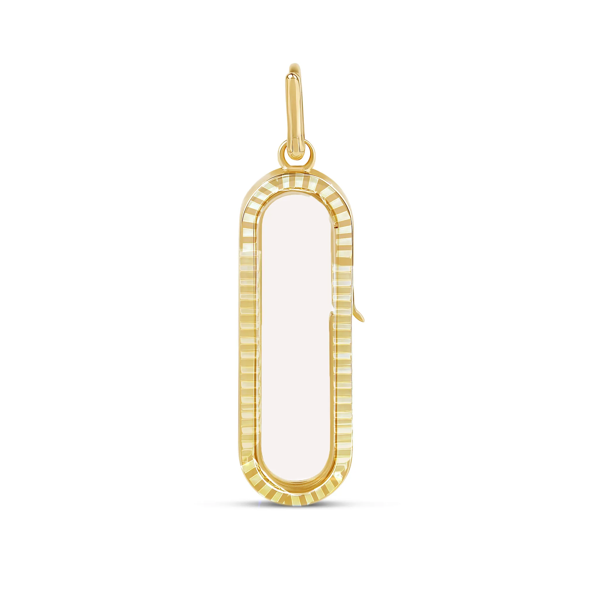 14k Gold Fluted Oval Glass Charm Locket