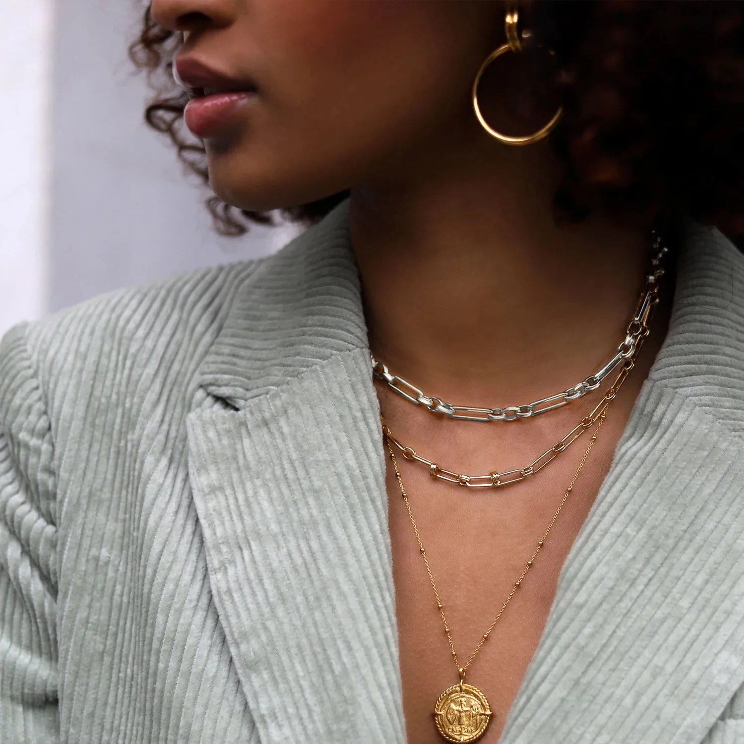 14K Gold Plated Paperclip Link Chain Choker Necklace