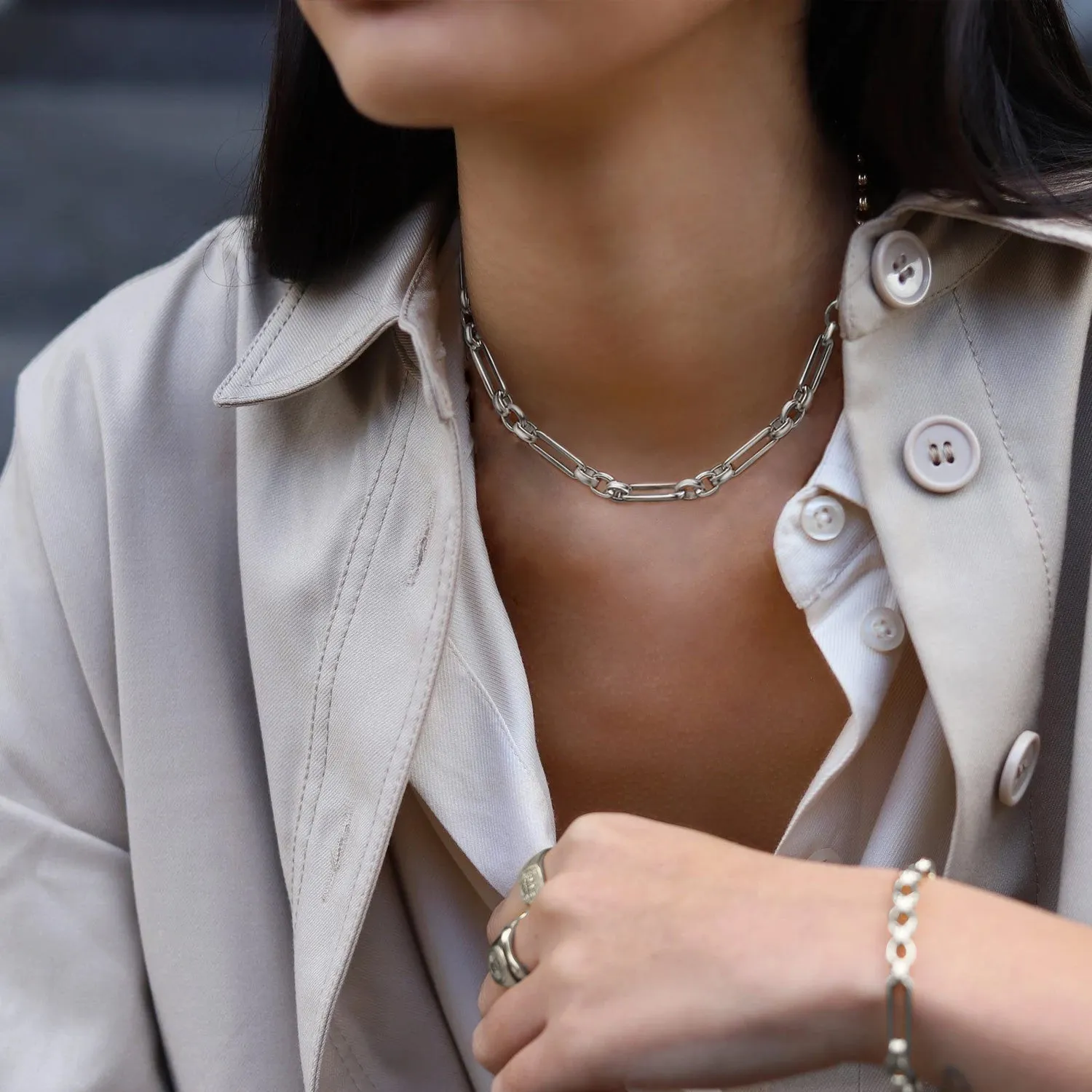 14K Gold Plated Paperclip Link Chain Choker Necklace