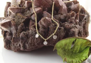 14K Gold Trio Stationary Diamond Droplet Necklace