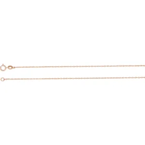 14K Rose 1mm Solid Rope 18" Carded Chain