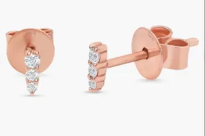 14k Rose Gold Diamond Graduated Line Earrings