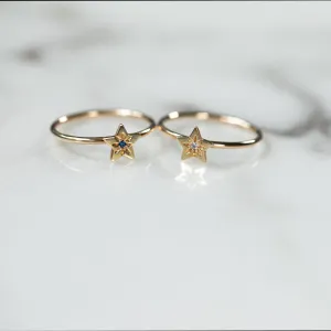 14K - Tiny Love Ring - Star with Stone