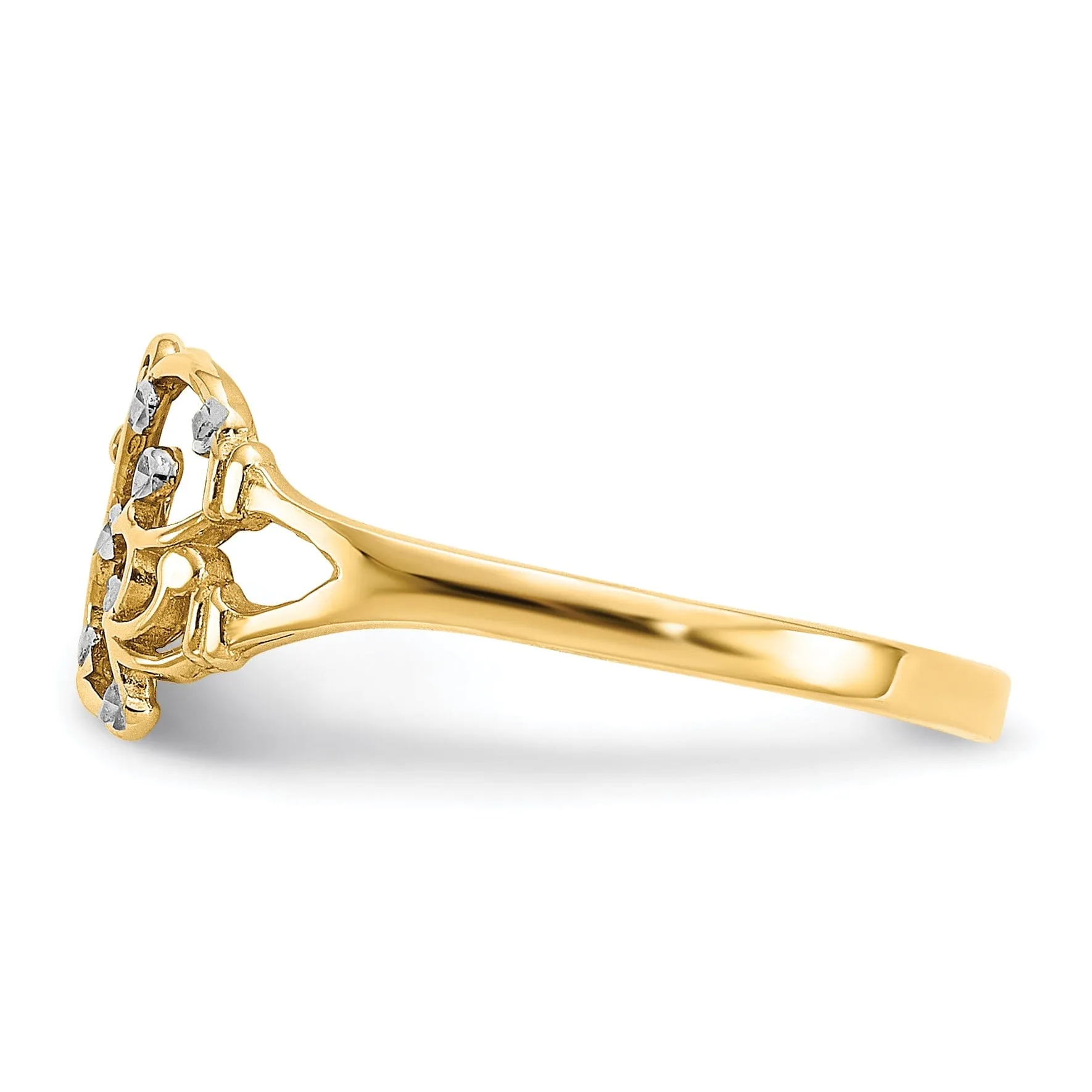 14k Two Tone Gold Diamond Cut Butterfly Ring