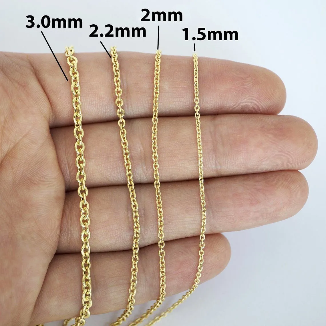 14K Yellow Gold 2mm Forsantina Cable Chain