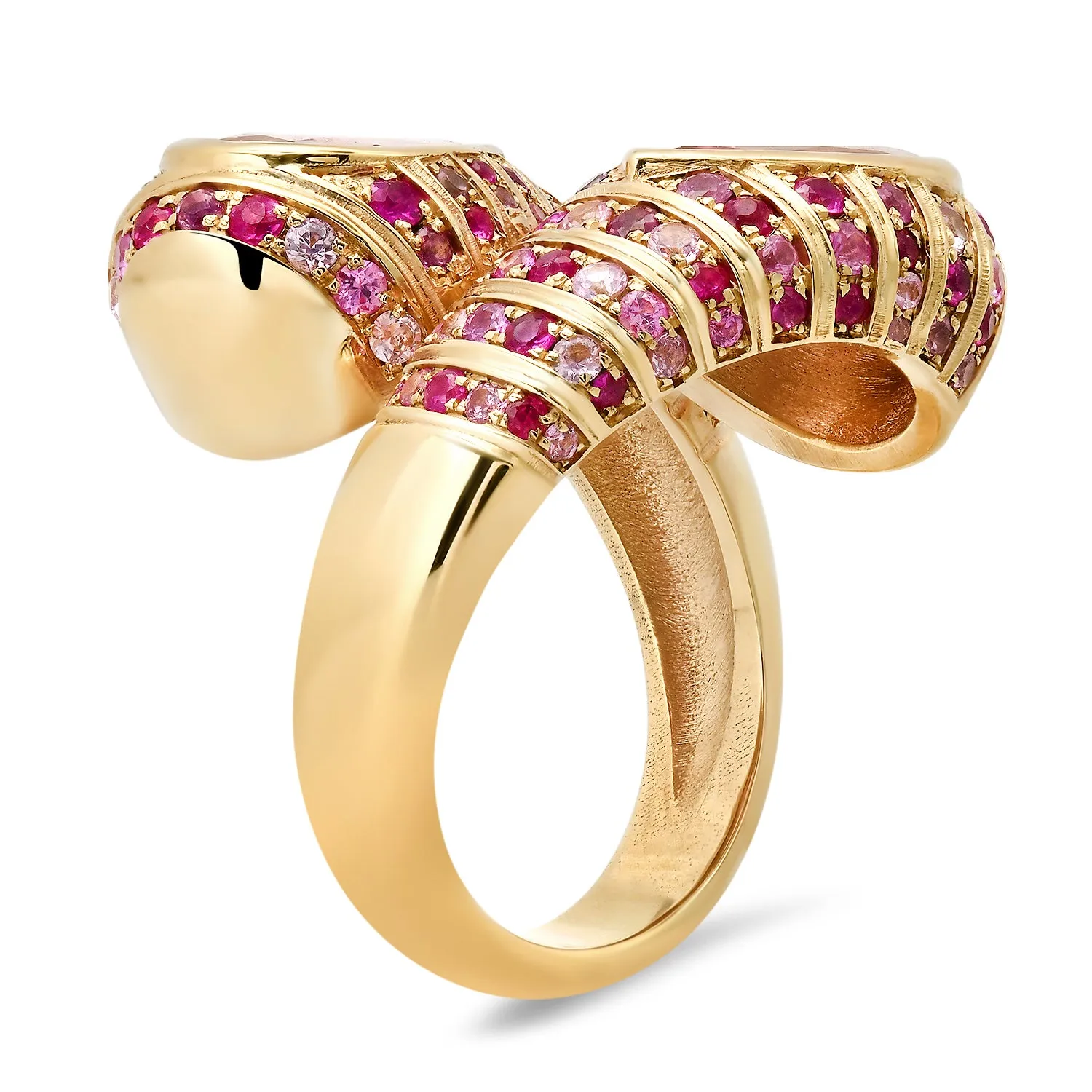 14K YG Morganite and Pink Sapphire Moi et Toi Ring