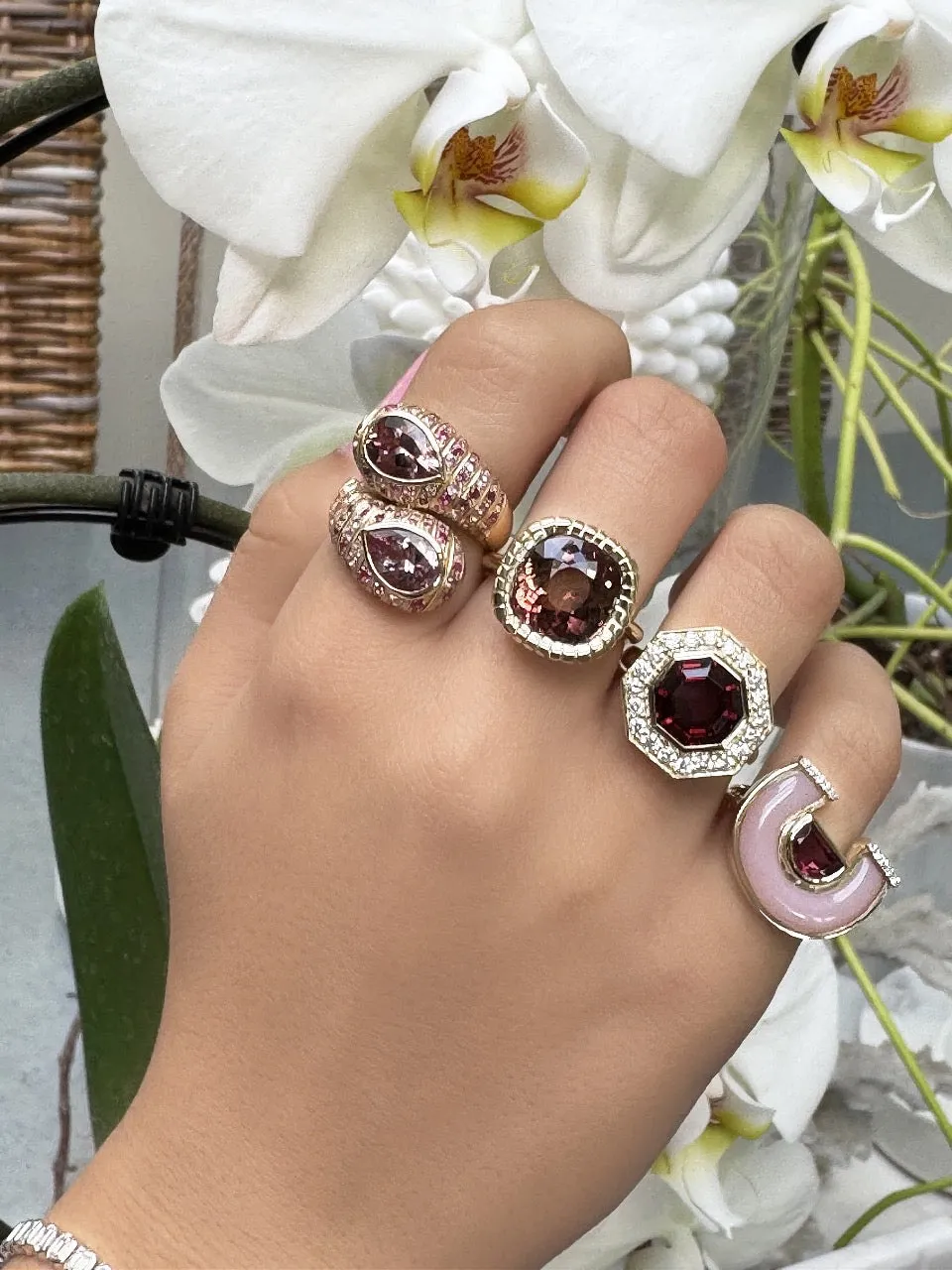 14K YG Morganite and Pink Sapphire Moi et Toi Ring