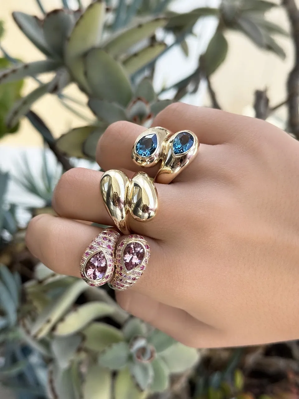 14K YG Morganite and Pink Sapphire Moi et Toi Ring