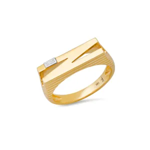 14KY Ribbed Chunky Initial Ring