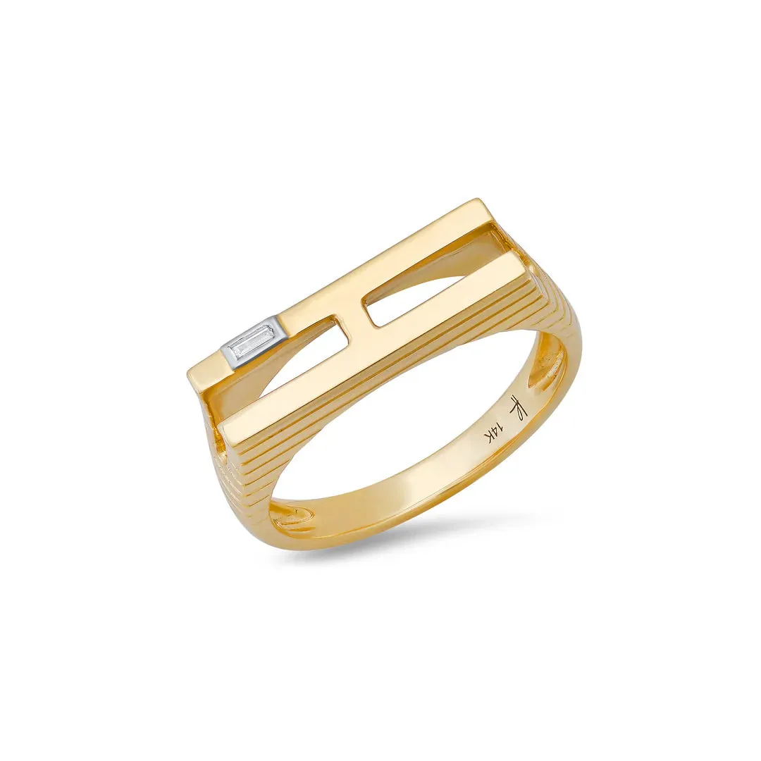 14KY Ribbed Chunky Initial Ring