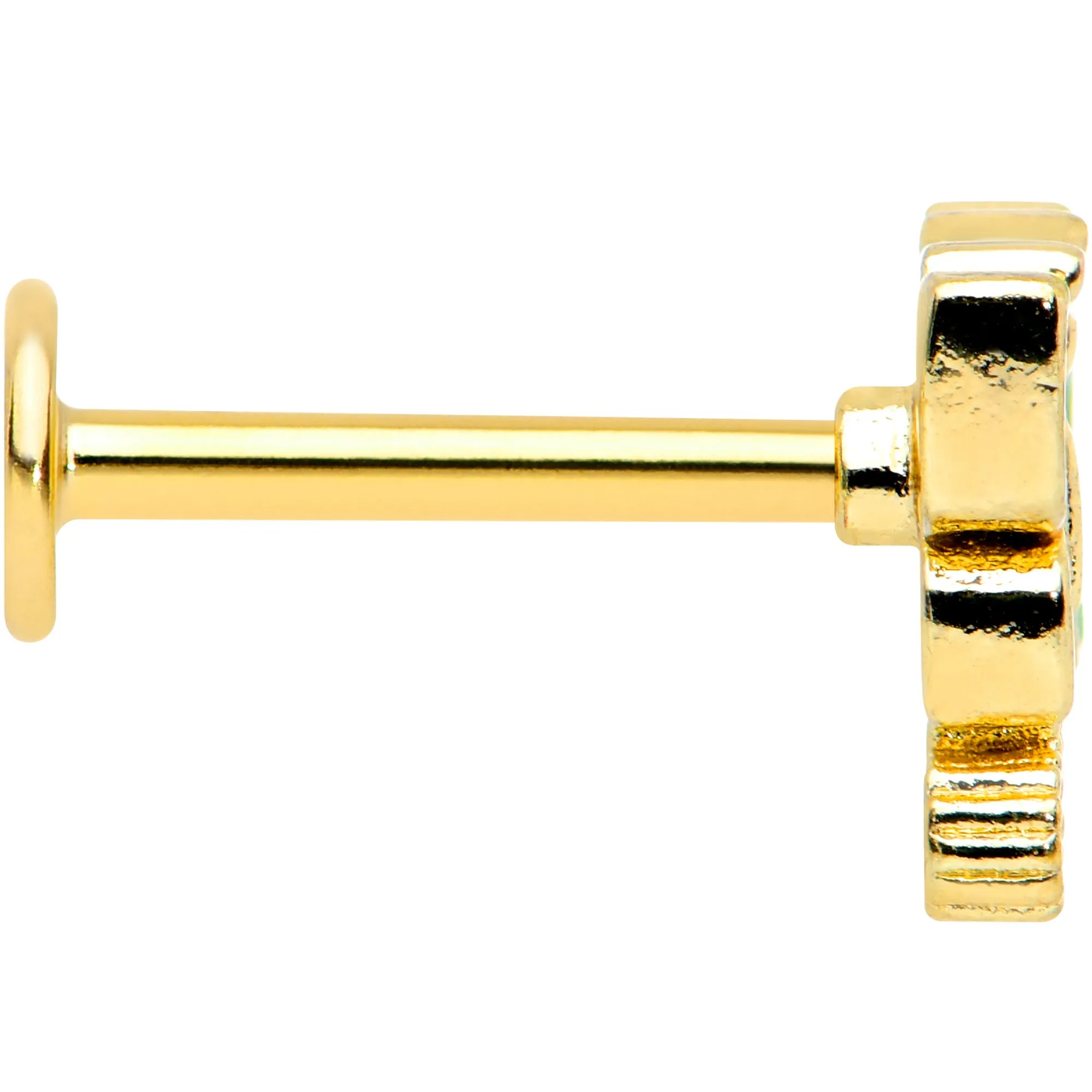 16 Gauge 5/16 Clear CZ Gem Gold Tone Butterfly Green Labret Monroe Tragus