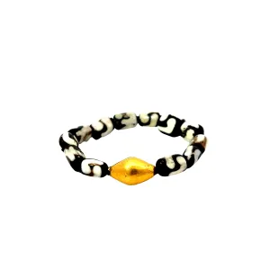 18K Antique Gold Wax Bead and African Bone Stretchie