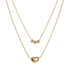 18K Gold-Plated Bead Layered Pendant Necklace