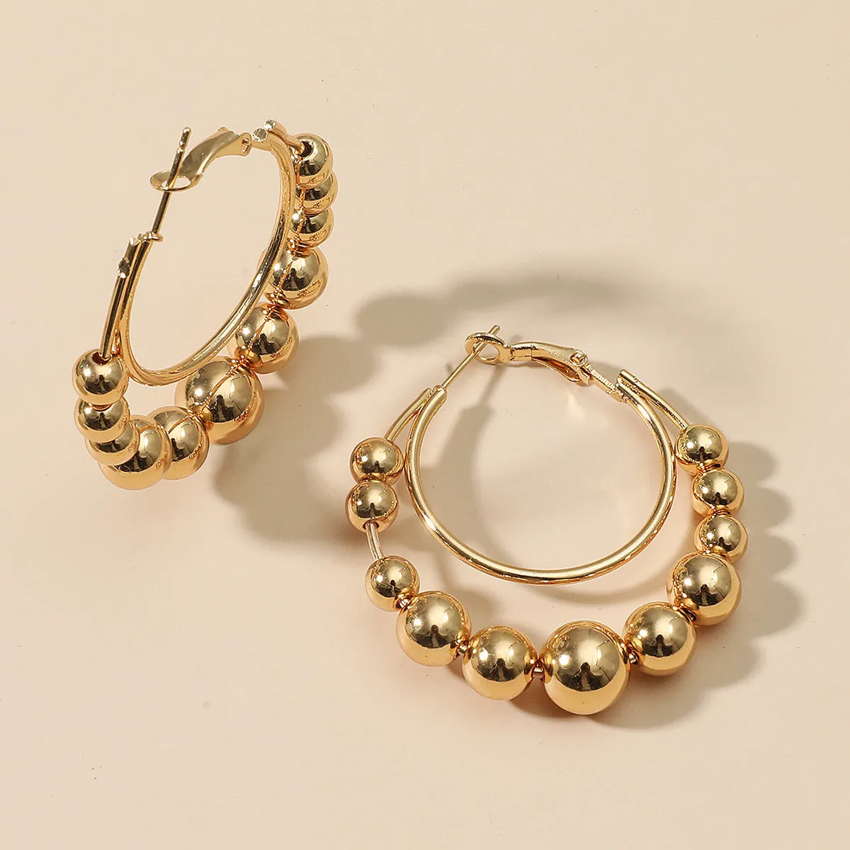 18K Gold-Plated Beaded Layered Hoop Earrings