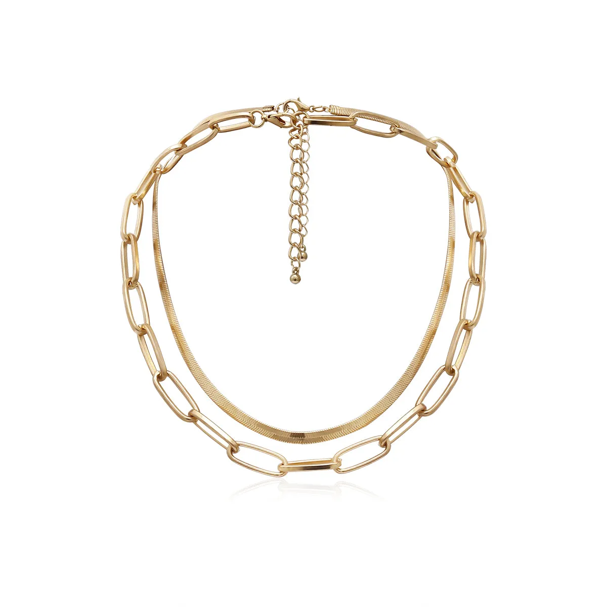 18K Gold-Plated Cable & Snake Chain Necklace Set