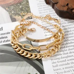 18K Gold-Plated Cable Chain Bracelet Set