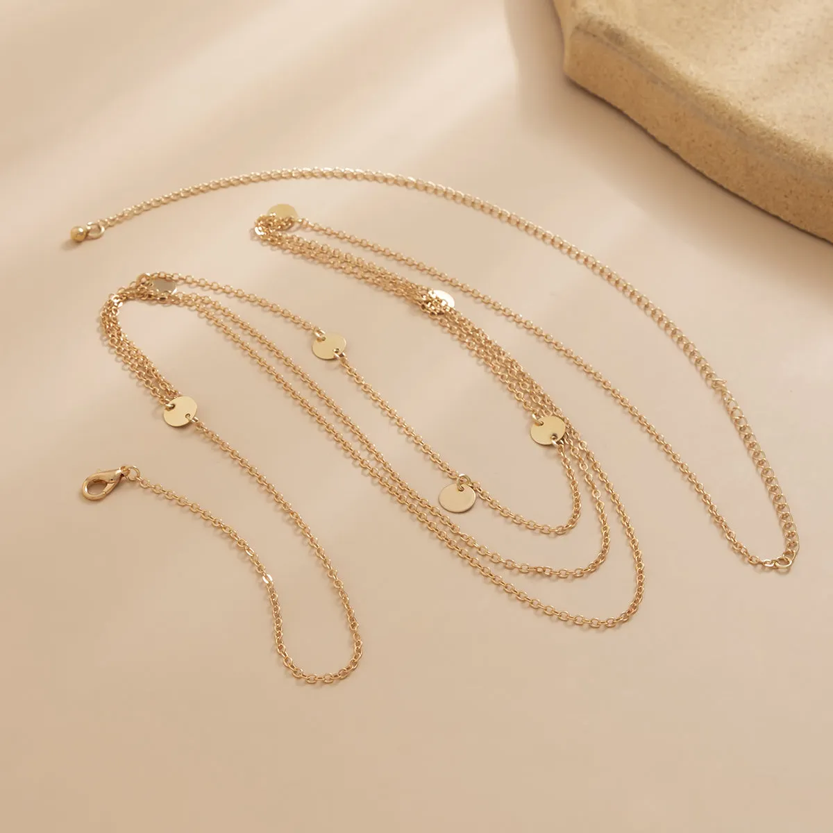 18K Gold-Plated Sequin Layered Waist Chain