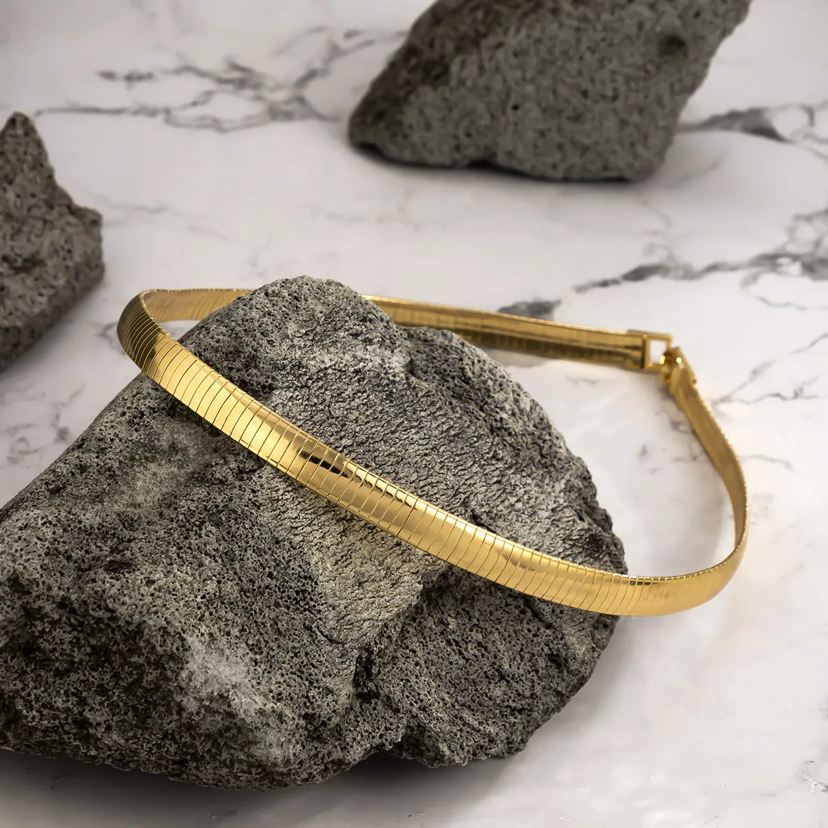 18K Gold-Plated Snake Chain Choker Necklace