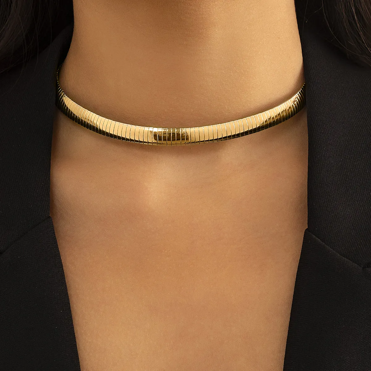 18K Gold-Plated Snake Chain Choker Necklace