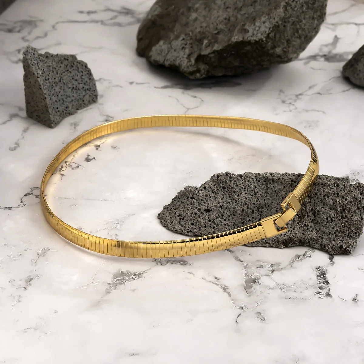 18K Gold-Plated Snake Chain Choker Necklace