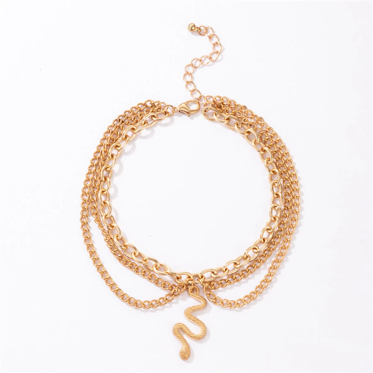 18K Gold-Plated Snake Layered-Chain Anklet