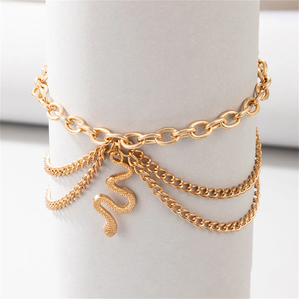 18K Gold-Plated Snake Layered-Chain Anklet