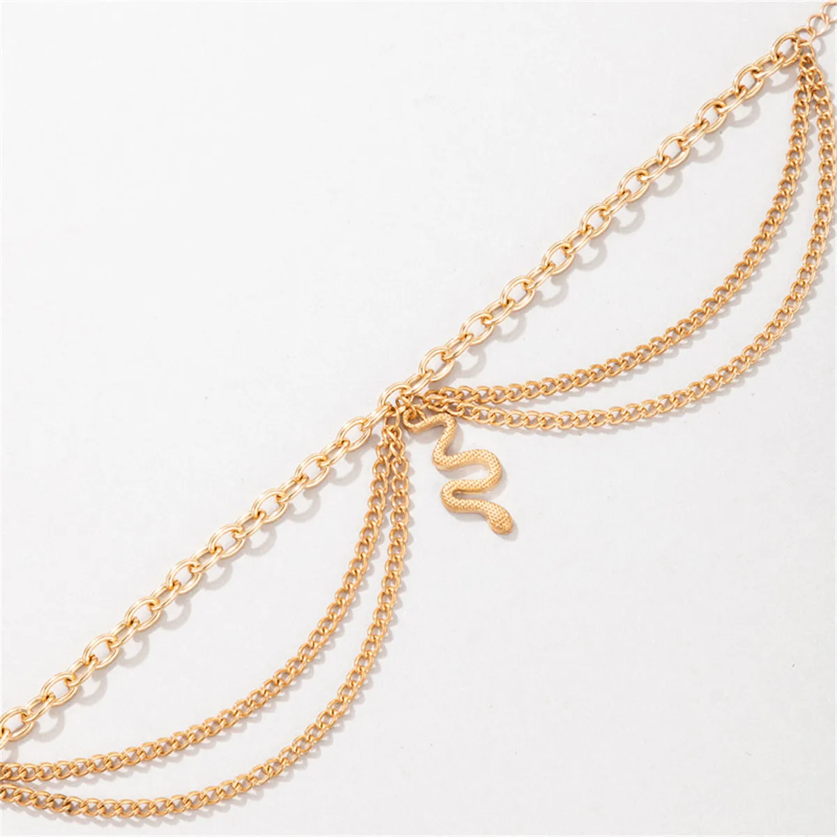 18K Gold-Plated Snake Layered-Chain Anklet