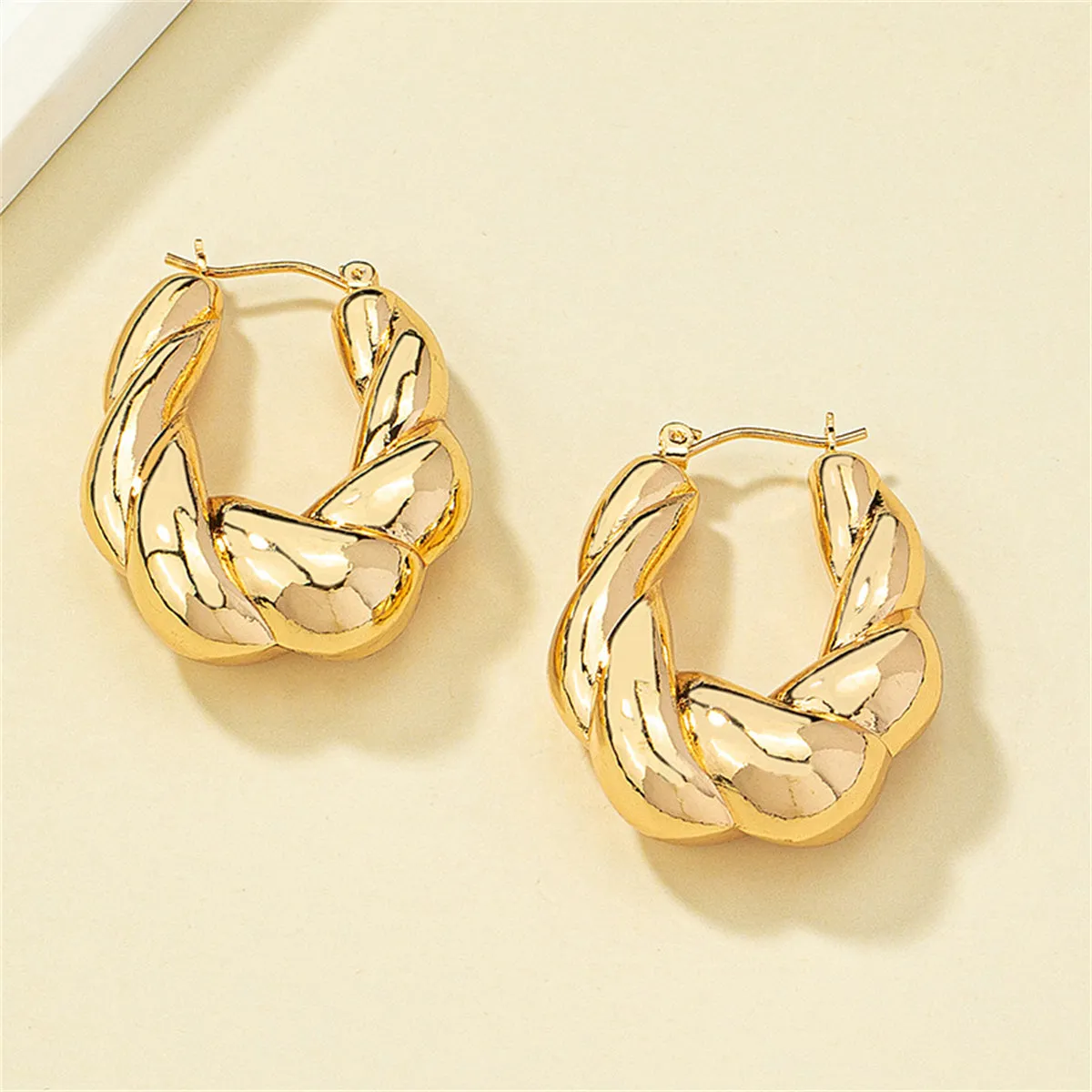 18K Gold-Plated Twisted Hoop Earrings