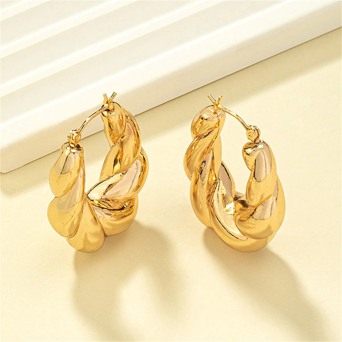 18K Gold-Plated Twisted Hoop Earrings