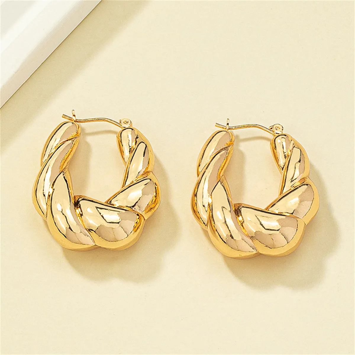 18K Gold-Plated Twisted Hoop Earrings