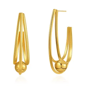18K Gold-Plated U-Shape Ball Huggie Earrings