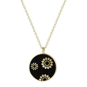 18K Gold Small Ebony Multi Flower Disc Pendant