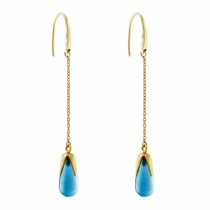 18kt Yellow Gold & Blue Topaz Drop Chandelier Earrings