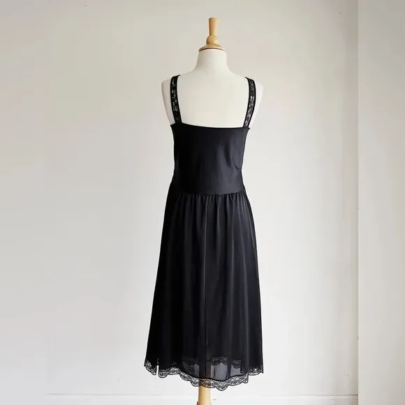 1950’s VAN RAALTE | Black Mid Century Petalskin Nightgown | 40&quot; Bust