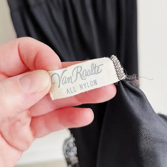 1950’s VAN RAALTE | Black Mid Century Petalskin Nightgown | 40&quot; Bust