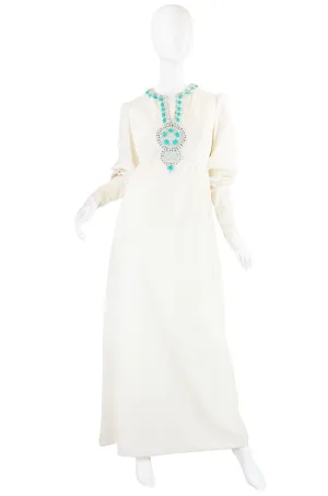 1960s Elaborate Beaded Front Jack Bryan Dress
