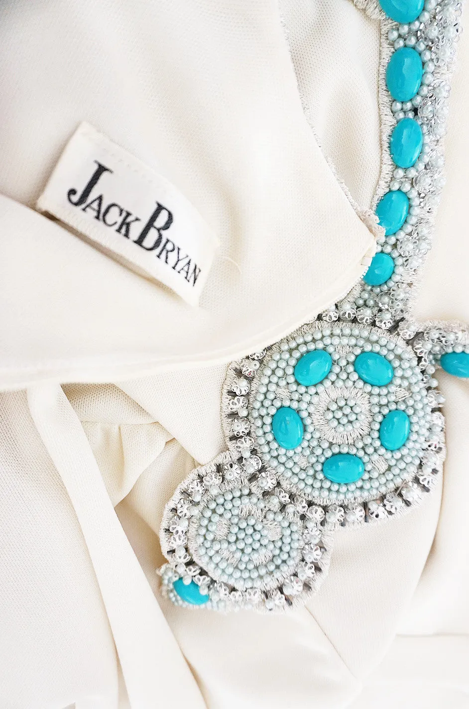 1960s Elaborate Beaded Front Jack Bryan Dress