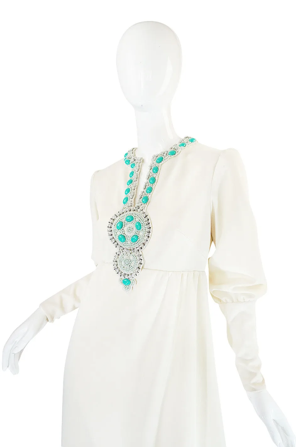 1960s Elaborate Beaded Front Jack Bryan Dress